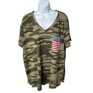 Natural Reflections Short‎ Sleeve Camouflage American Flag T Shirt 1XL